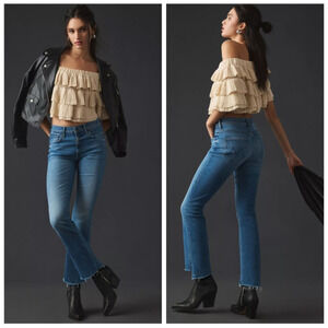 Mother the Insider Crop Step Fray Not Rough Enough Blue Jeans 27